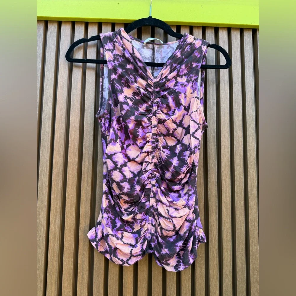 Ulla Johnson Purple and Orange Ruched Blouse - Picture 1 of 4